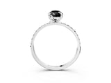 White gold Fancy Black Pear Cut Diamond Solitaire Ring with Pave Band and Four Prong Setting_27