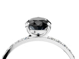 White gold Fancy Black Pear Cut Diamond Solitaire Ring with Pave Band and Four Prong Setting_28