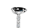 White gold Fancy Black Pear Cut Diamond Solitaire Ring with Pave Band and Four Prong Setting_29