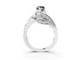 White gold Fancy Black Pear Cut Diamond Solitaire Ring with Prong Setting and Twisted Pavé Band_15