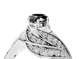 White gold Fancy Black Pear Cut Diamond Solitaire Ring with Prong Setting and Twisted Pavé Band_16