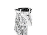 White gold Fancy Black Pear Cut Diamond Solitaire Ring with Prong Setting and Twisted Pavé Band_17