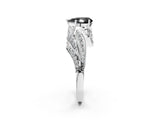 White gold Fancy Black Pear Cut Diamond Solitaire Ring with Prong Setting and Twisted Pavé Band_2