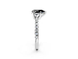 White gold Fancy Black Pear Cut Diamond Solitaire Ring with Round  Pavé Band and Four-Prong Setting_62
