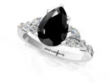 White gold Fancy Black Pear Cut Diamond Solitaire Ring with Side Stones and Four-Prong Setting_37