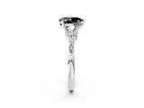 White gold Fancy Black Pear Cut Diamond Solitaire Ring with Side Stones and Four-Prong Setting_38