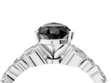 White gold Fancy Black Pear Cut Diamond Solitaire Ring with Side Stones and Four-Prong Setting_40