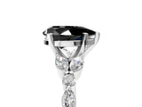 White gold Fancy Black Pear Cut Diamond Solitaire Ring with Side Stones and Four-Prong Setting_41