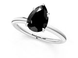 White gold Fancy Black Pear Cut Diamond Solitaire Ring with Thin Band and Four-Prong Setting_1