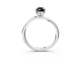 White gold Fancy Black Pear Cut Diamond Solitaire Ring with Thin Band and Four-Prong Setting_3