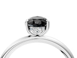 White gold Fancy Black Pear Cut Diamond Solitaire Ring with Thin Band and Four-Prong Setting_4