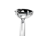 White gold Fancy Black Pear Cut Diamond Solitaire Ring with Thin Band and Four-Prong Setting_5