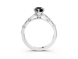 White gold Fancy Black Pear Cut Diamond Solitaire with Side Baguettes and Channel Set Band_3