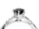 White gold Fancy Black Pear Cut Diamond Solitaire with Side Baguettes and Channel Set Band_4