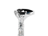 White gold Fancy Black Pear Cut Diamond Solitaire with Side Baguettes and Channel Set Band_5