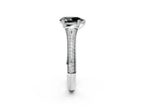 White gold Fancy Black Pear Cut Diamond Split Shank Engagement Ring with Pavé Band_2