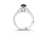 White gold Fancy Black Pear Cut Diamond Split Shank Engagement Ring with Pavé Band_3