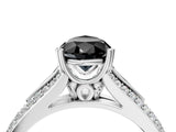 White gold Fancy Black Pear Cut Diamond Split Shank Engagement Ring with Pavé Band_4