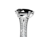 White gold Fancy Black Pear Cut Diamond Split Shank Engagement Ring with Pavé Band_5