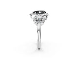 White gold Fancy Black Pear Cut Diamond Three-Stone Halo Ring with Prong Setting and Pavé Accents_2