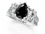 White gold Fancy Black Pear Cut Diamond Three-Stone Ring with Channel Set Band and Four-Prong Setting_25