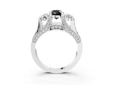 White gold Fancy Black Pear Cut Diamond Three-Stone Ring with Channel Set Band and Four-Prong Setting_27