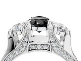 White gold Fancy Black Pear Cut Diamond Three-Stone Ring with Channel Set Band and Four-Prong Setting_28