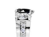 White gold Fancy Black Pear Cut Diamond Three-Stone Ring with Channel Set Band and Four-Prong Setting_29