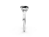 White gold Fancy Black Pear Cut Diamond Three-Stone Ring with Four-Prong Setting and Classic Band_2