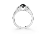 White gold Fancy Black Pear Cut Diamond Three-Stone Ring with Four-Prong Setting and Classic Band_3