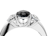 White gold Fancy Black Pear Cut Diamond Three-Stone Ring with Four-Prong Setting and Classic Band_4