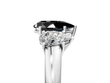 White gold Fancy Black Pear Cut Diamond Three-Stone Ring with Four-Prong Setting and Classic Band_5