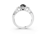White gold Fancy Black Pear Cut Diamond Three-Stone Ring with Pavé Split Shank and Four-Prong Setting_3