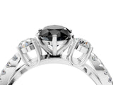White gold Fancy Black Pear Cut Diamond Three-Stone Ring with Pavé Split Shank and Four-Prong Setting_4