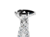 White gold Fancy Black Pear Cut Diamond Three-Stone Ring with Pavé Split Shank and Four-Prong Setting_5