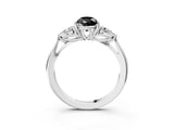 White gold Fancy Black Pear Cut Diamond Three-Stone Ring with Pear  Side Stones and Prong Setting_75