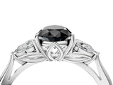 White gold Fancy Black Pear Cut Diamond Three-Stone Ring with Pear  Side Stones and Prong Setting_76
