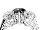White gold Fancy Black Pear Cut Diamond Three-Stone Ring with Prong Setting and Textured Band_16