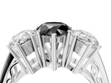 White gold Fancy Black Pear Cut Diamond Three-Stone Ring with Prong Setting and Textured Band_28