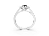 White gold Fancy Black Pear Cut Halo Bezel Diamond Pave Band Ring_3