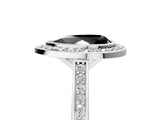 White gold Fancy Black Pear Cut Halo Bezel Diamond Pave Band Ring_5