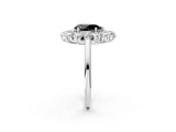 White gold Fancy Black Pear Cut Halo Cluster Diamond Ring with Pave Band and Four-Prong Setting_14