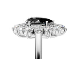 White gold Fancy Black Pear Cut Halo Cluster Diamond Ring with Pave Band and Four-Prong Setting_17