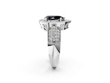 White gold Fancy Black Pear Cut Halo Diamond Engagement Ring with Pave Split Shank and Four-Prong Setting_14