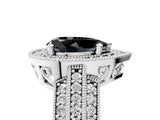 White gold Fancy Black Pear Cut Halo Diamond Engagement Ring with Pave Split Shank and Four-Prong Setting_17
