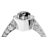 White gold Fancy Black Pear Cut Halo Diamond Engagement Ring with Split Shank Band and Four-Prong Setting_16