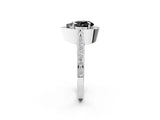 White gold Fancy Black Pear Cut Halo Diamond Engagement Ring with Split Shank Band and Four-Prong Setting_2