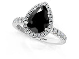 White gold Fancy Black Pear Cut Halo Diamond Pave Band with Prong Setting_1