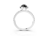 White gold Fancy Black Pear Cut Halo Diamond Pave Band with Prong Setting_3
