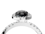 White gold Fancy Black Pear Cut Halo Diamond Pave Band with Prong Setting_4